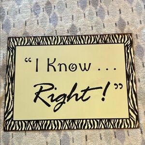 Zebra Pattern Decorative Plaque - Cream and Black